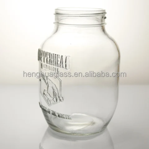 Custom 900ml 30oz Glass Masom  Jar Embossed logo Food Glass Storage Jar Pickle Mayonnaise Jam Jar 3D Printing Container