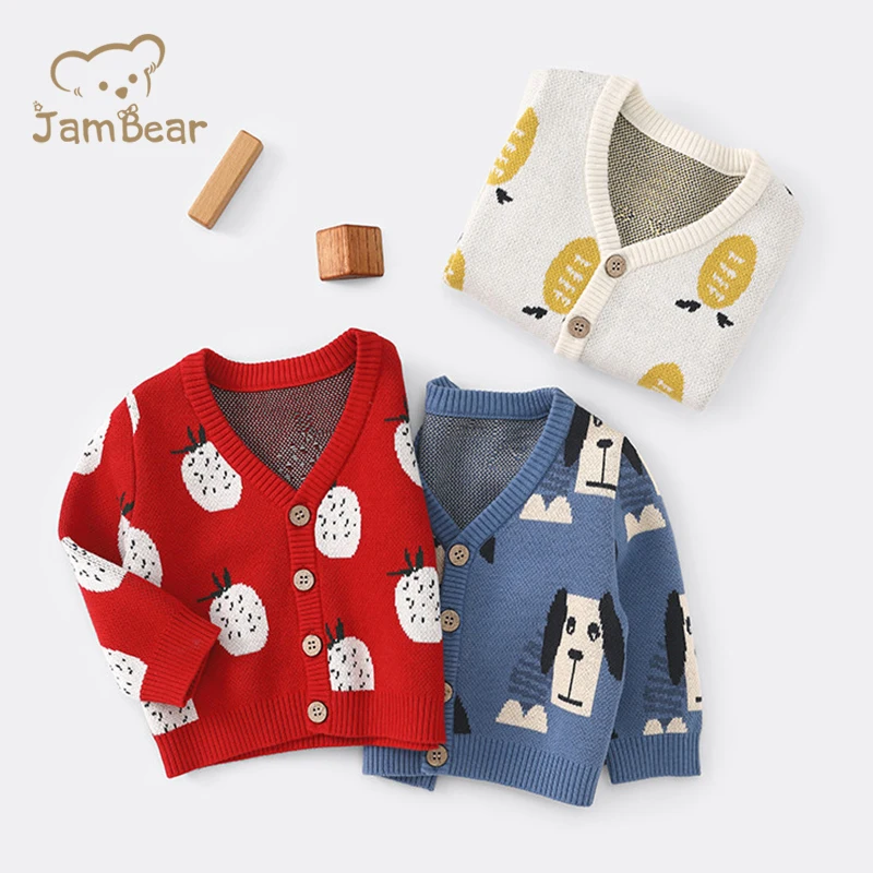 Детский свитер JamBear, Осеннее Новое Детское пальто, вязаный детский хлопковый свитер, кардиган, Топ