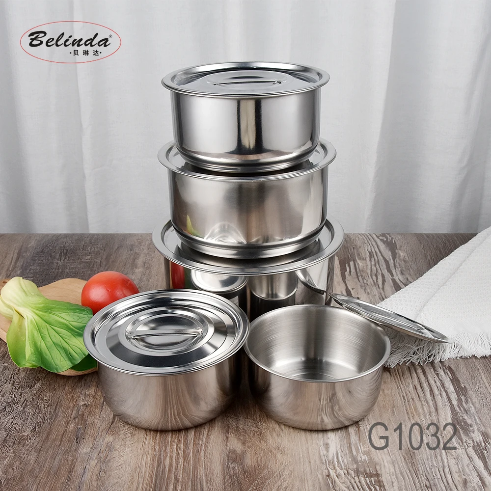 G1032103 5 Pcs India Cooking Pot Set Thai Kitchenware Kitchen Cookware Stainless Steel
