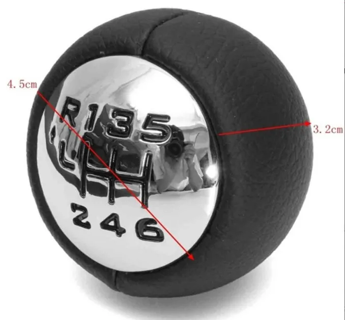 gear shift lever, handball wrapped leather, black gear head for Peugeot 307/407