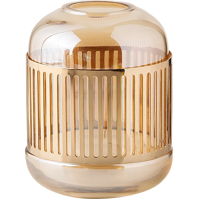 Light Luxury Crystal Flower Vase Home Decoration Wedding Table Clear Europe Amber Vase Decors  Flower Arrangement Vase