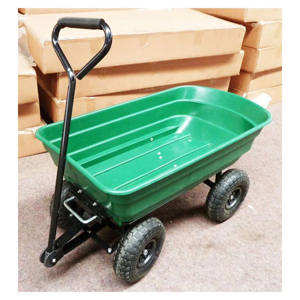 Dump Cart with Steel Frame Wheelbarrow Wagon Poly Tray tool cart Dump Cart with Pneumatic Tires for gardens