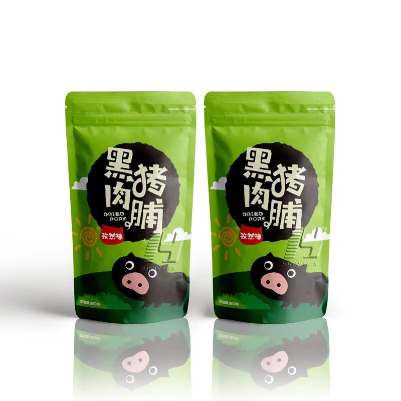 Custom printed stand up dried meat packaging bags pouch