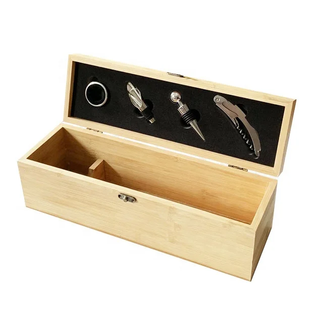 В наличии дешевая горячая Распродажа бамбуковая Подарочная коробка для вина с аксессуарами