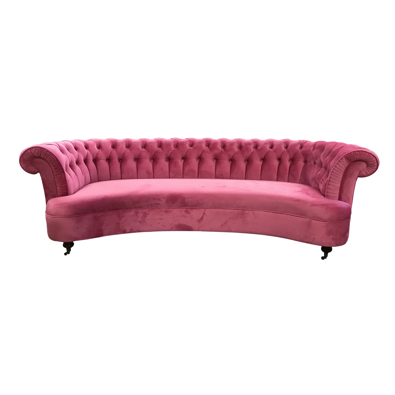 MRS WOODS Modern Design  Luxury Pink Green Chesterfield  Tufted Velvet Curved Living Room Armrest Sofa