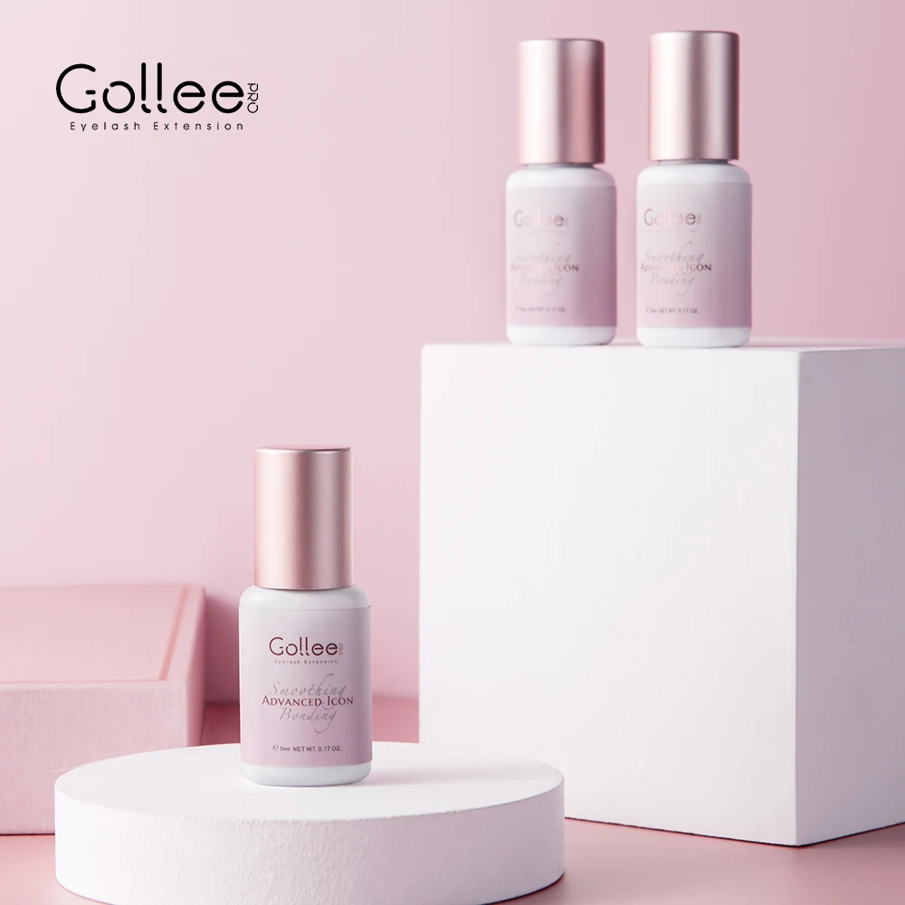 Gollee High quality strong hold diy lash extension glue packaging adhesive 0.5 container private label pink lash glue