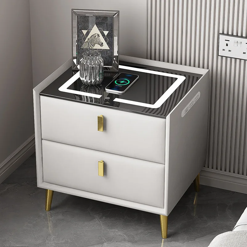 HQSLP nightstand wireless nightstand with outlet two drawer nightstand