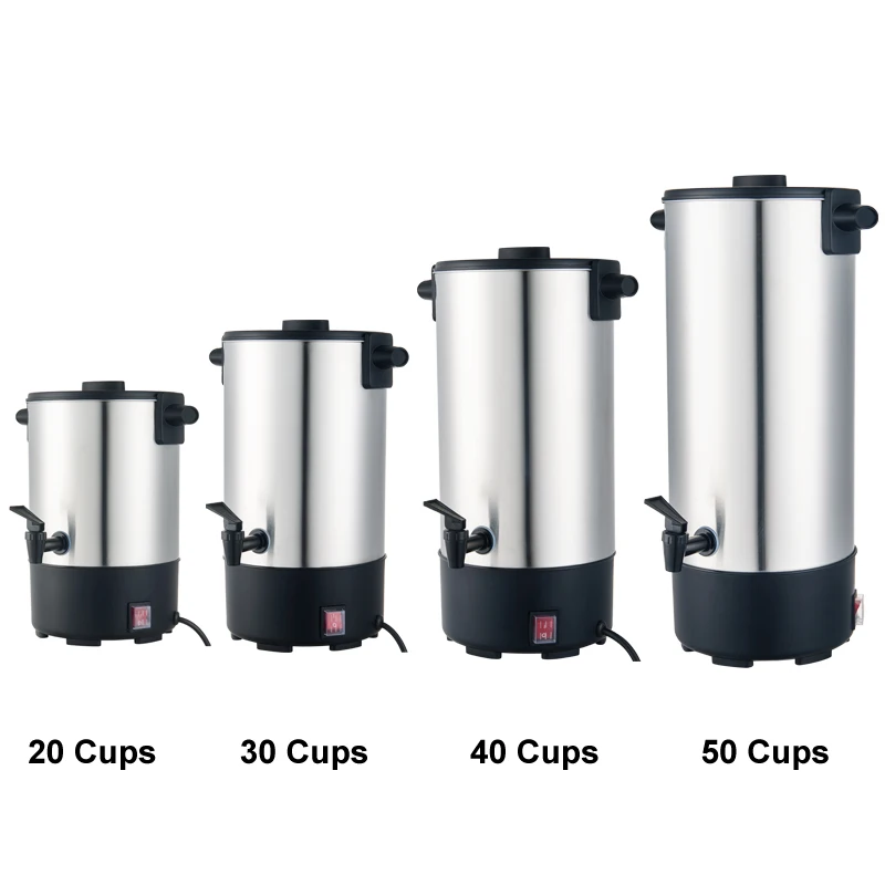6L 40 Cups Electric Commercial Stainless Steel Coffee Urn Coffee Boiler Water Boiler for Drinking with Filter Inside