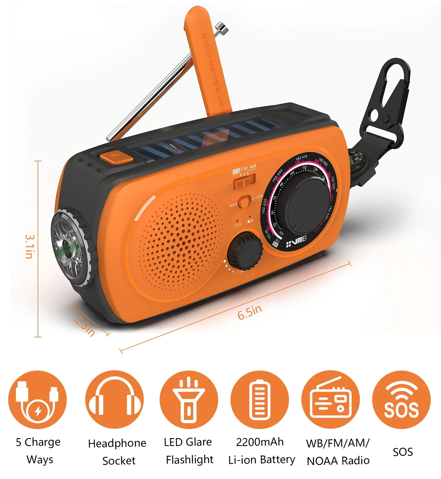 Hand Crank Solar Rechargeable Flashlight Battery Powered Other Lights Tools Emergency Radio