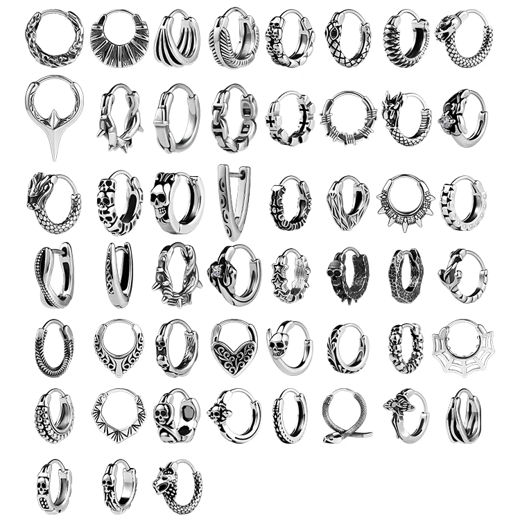 Fashion Punk Style Flower Shape Micro Inlay Diamond Stainless Steel Unisex Piercing Jewelry Earrings