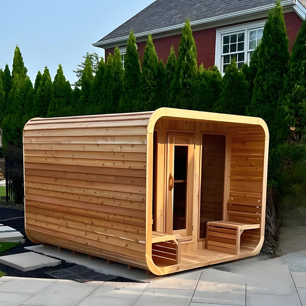 Cube Custom Outdoor Sauna Room Made in China Panoramic Traditional Steam New Design 4 Person Sauna 2024 Hot Factory Sale