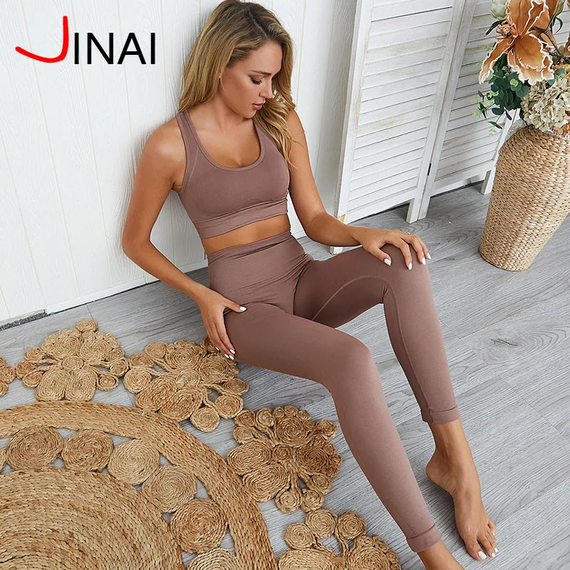 
2019 Quality Low MOQ Women Fitness Suits colorful seamless leggings and bra set 