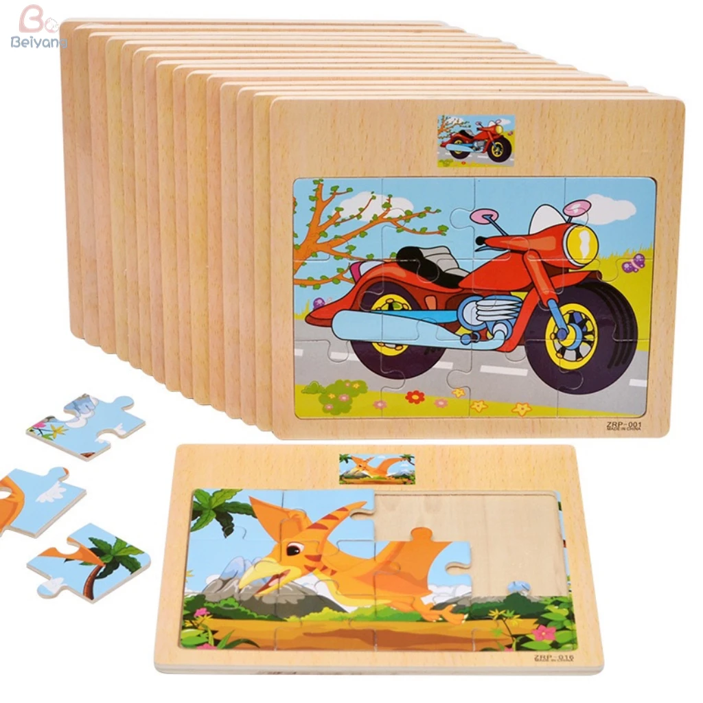 Hot Sale Kids Wooden Cartoon Vehicle Animals Learning Educational Toys Preschool Educational Early Learning Intelligence Toy