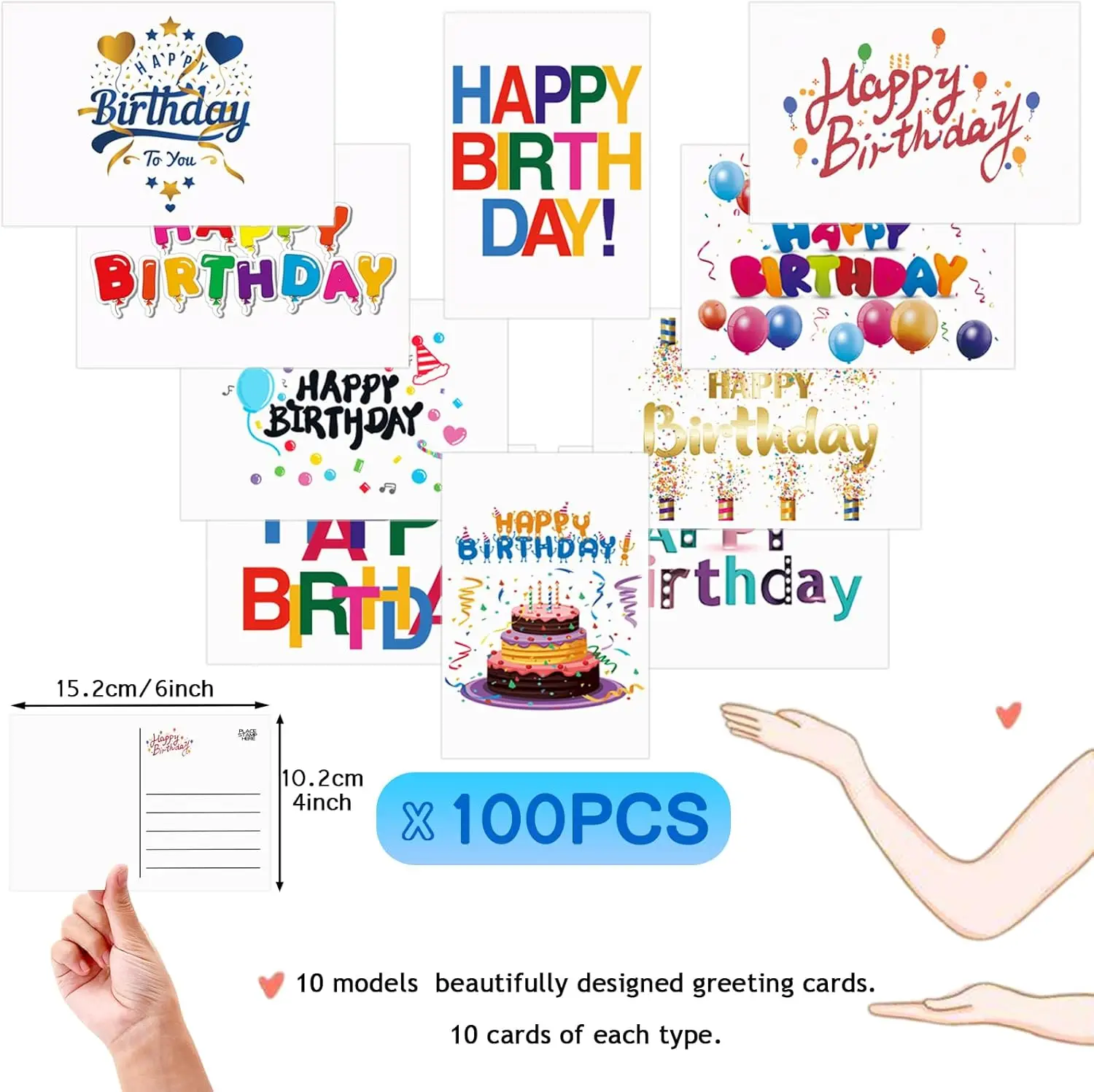 Happy Birthday Cards Bulk Box Set with Envelopes Assorted Boxed Blank Happy Birthday Greeting Cards for Kids Adults