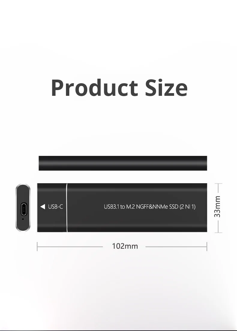 M.2 hard drive box usb3.1type-c supports ngff/nvme dual protocol metal external movable hard drive box