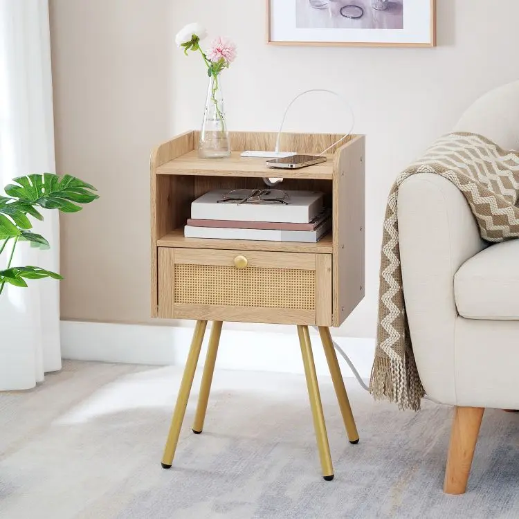 Wholesale Side Table with 1 Drawer, HOOBRO Brand End Table with One Drawer, Single Drawer Accent Lamp Table for Living Room