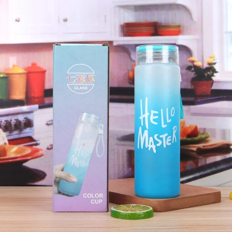 Wholesale cheapest 2021 hot sale 500ml Sublimation Blank Frosted Color Drinkware Matte Glass Water Bottle