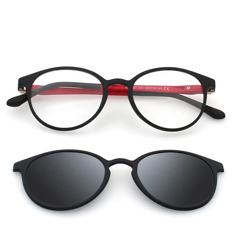 Super flexible round optical frame glasses eyeglasses with clip on magnetic unisex sunglasses