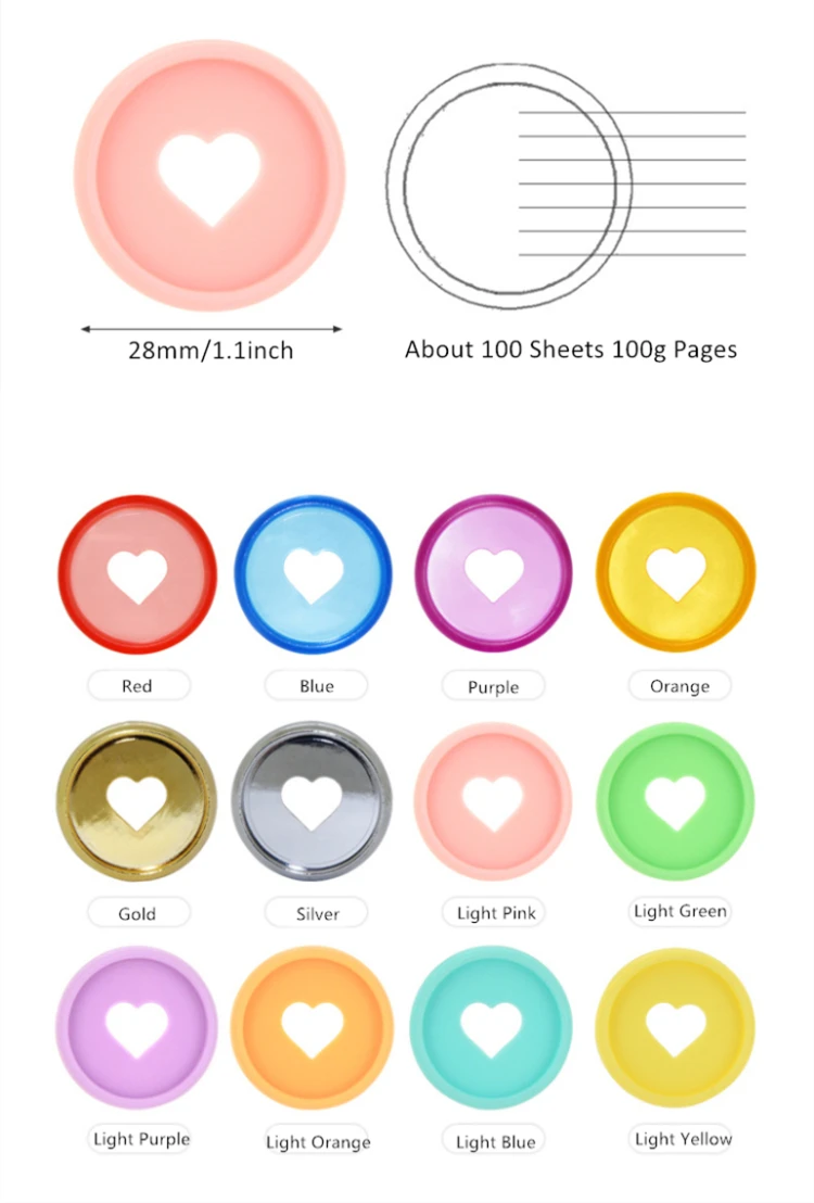 24/28/32mm Plastic Disc Rings for Discbound Notebook Mushroom Love Heart Hollow Happy Planner Binding Discs Expansion Ring
