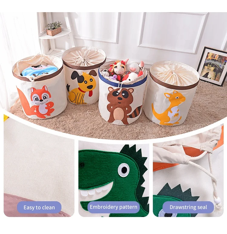 Direct Sales Multifunctional Design High QualityCustom Pattern Color Cute Design Child Toy Home Storage Buckests