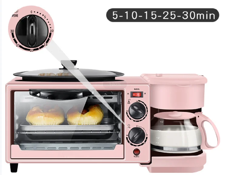 High Quality Multi-Purpose 4, Color 3 in 1 Breakfast Maker Machine for Toaster Baking Frying Coffee/