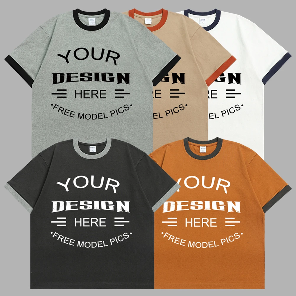 DFAK Customized 320 Gram American Retro Wash 100% Pure Cotton Heavy Stitching Color Loose Round Neck Short Sleeve Men T-shirt