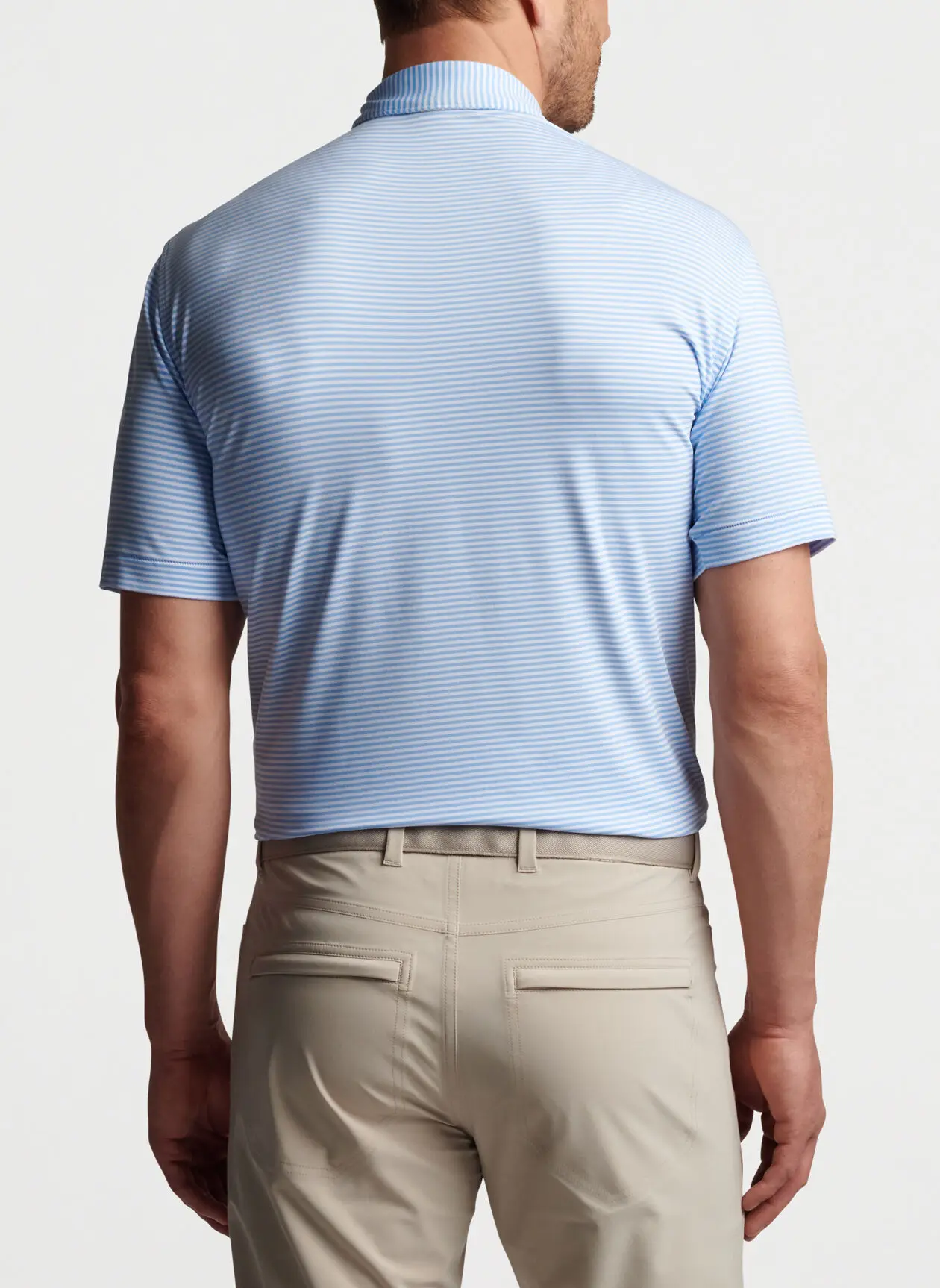 Custom logo high quality luxury striped print quick dry performance men golf silk polo t shirts