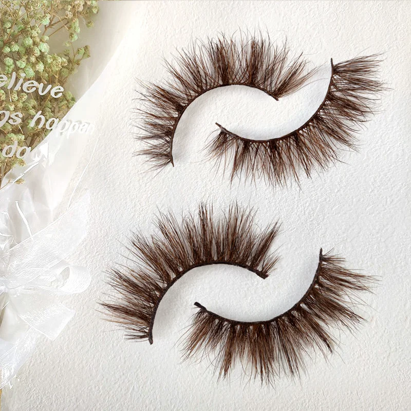 Wholesale Blonde Full Strip Colorful Eyelashes Natural Thick Long 6D Real Mink Brown Eyelashes