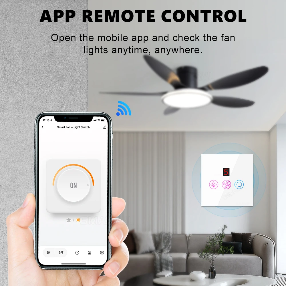 SMATRUL ЕС Tuya Smart WiFi переключатель вентилятора потолочный светильник контроль скорости электрического приложение работает с Alexa Google