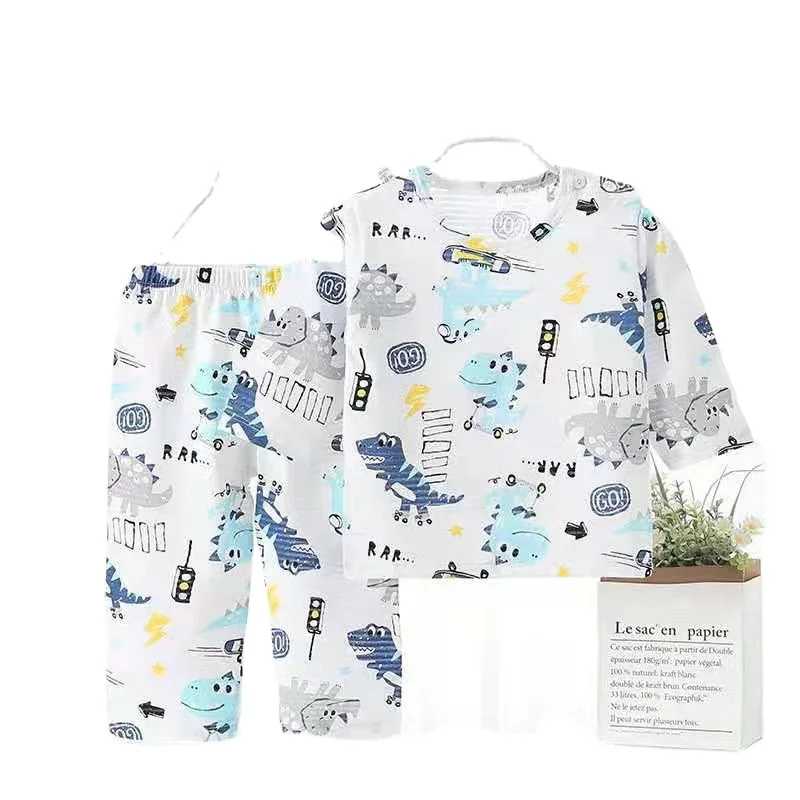 
cartoon pattern print mid sleeve kid solid pajamas set thin summer girl pajama kids children kid clothing set for girl summer 
