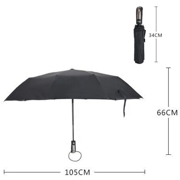  Windproof Men Black Coating 10K Parasol Wind Resistant Folding Automatic Rain