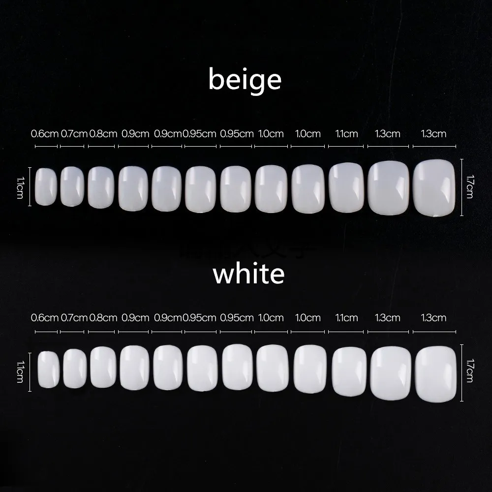 120 Pieces False Nail Tips natural Acrylic Short Full Cover Fake Nails Short Round White False Nails
