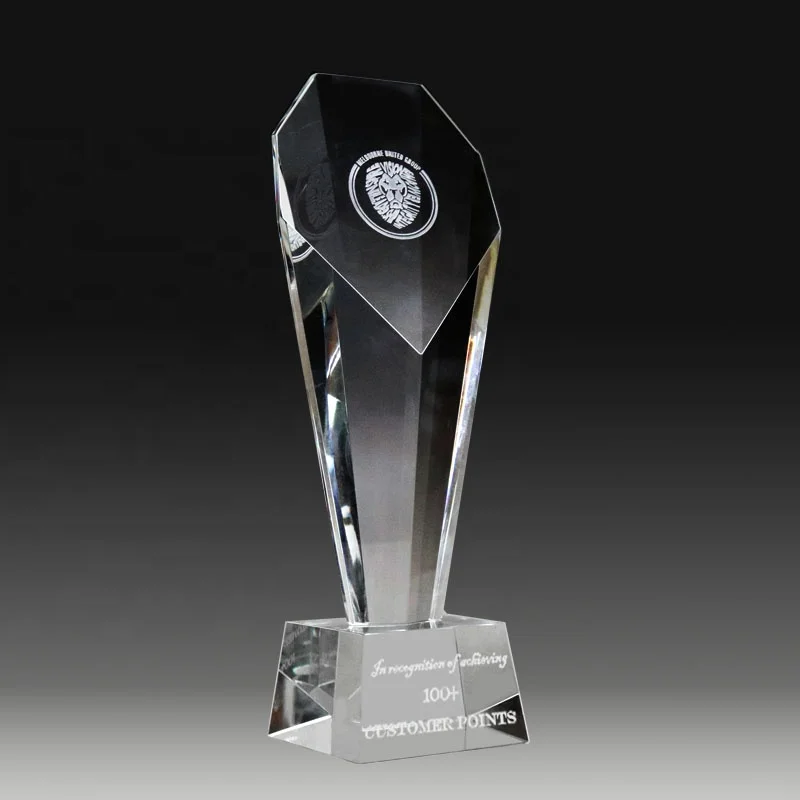 Custom Engraved K9 Crystal Column Trophy Award With Crystal Base For Corporate Souvenirs Gifts