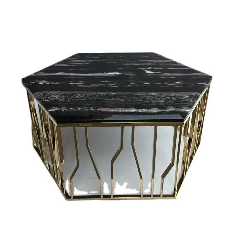 Luxury Round gold metal base marble table top center living room coffee table