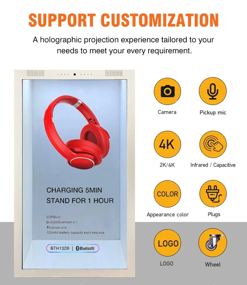 21.5,32,43,49,55 inch holobox 3d holographic projector 3d hologram box lcd transparent touch screen showcase