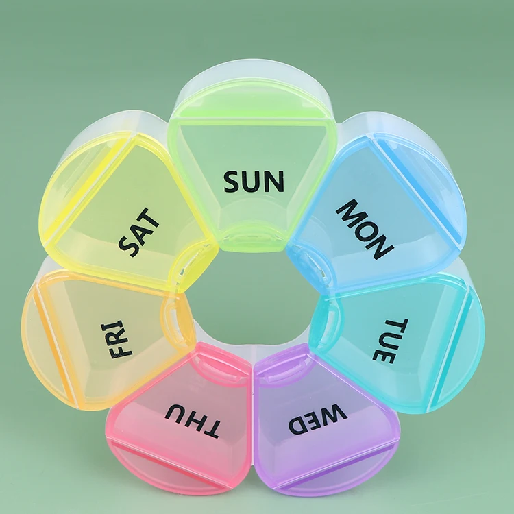 SUNSHING Custom Pill Case Plastic 7 Days Tablet Candy Boxes Portable Tablet Holder Travel Organizer Pill Dispenser Container