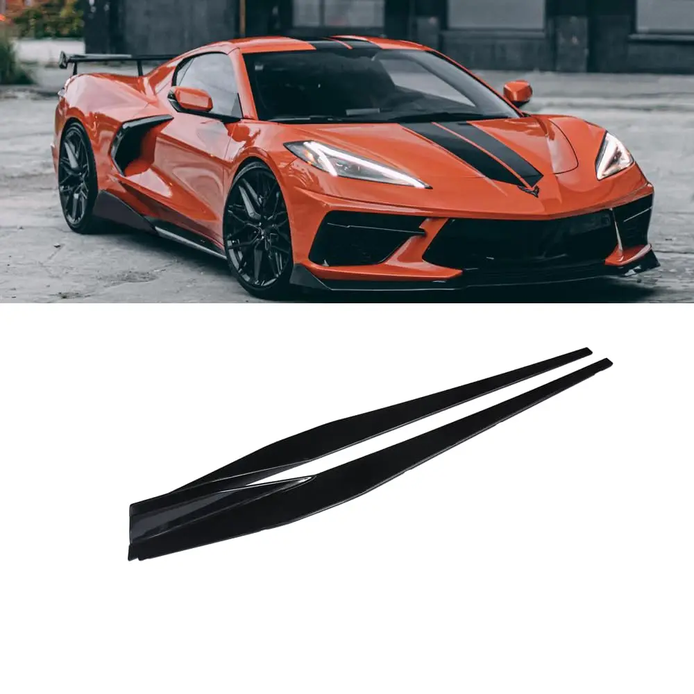 Gloss Black Side Skirts Replacement For Chevrolet Corvette C8 2020-2024