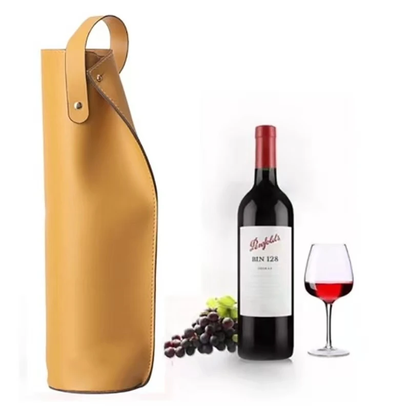 PU Leather Wine Bottle Bag Red Wine Carrier Bag Whiskey Gift Holder Handbag Outdoor Travel Bag for Wine Bottle