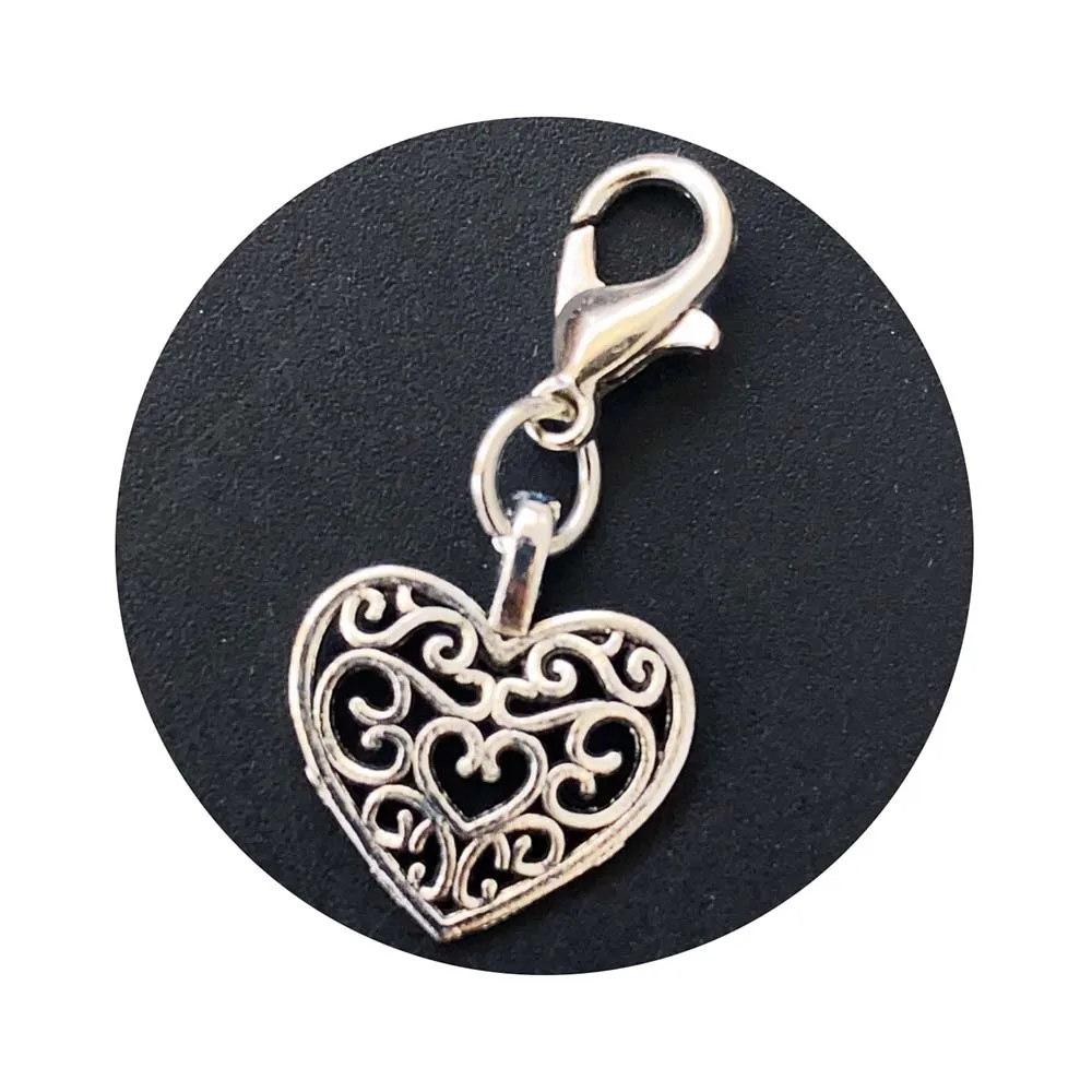 Bulk 10pcs metal keychain plush key chain heart flower enamel charm