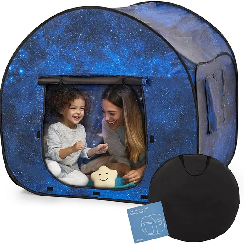 Maibeibi Starry Night Print Kids Sensory Tent Pop Up Easy Build Children ASD Autism Sensory Therapy Tent