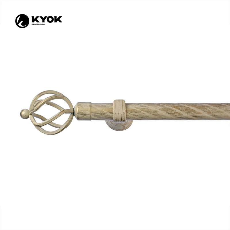 New Color Curtain Rod Set Metal Twisted Rod Electroplated Curtain Rod And Quality Bracket For Wholesale