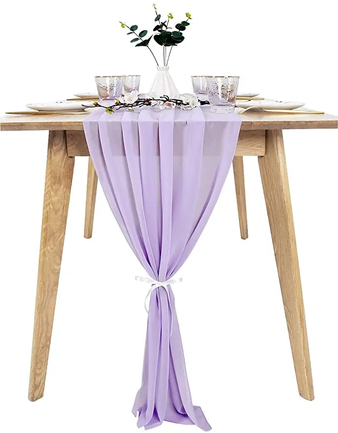 table runner with cushion purple Chiffon Table Runner 27x120 Inches Romantic flower table runner wedding