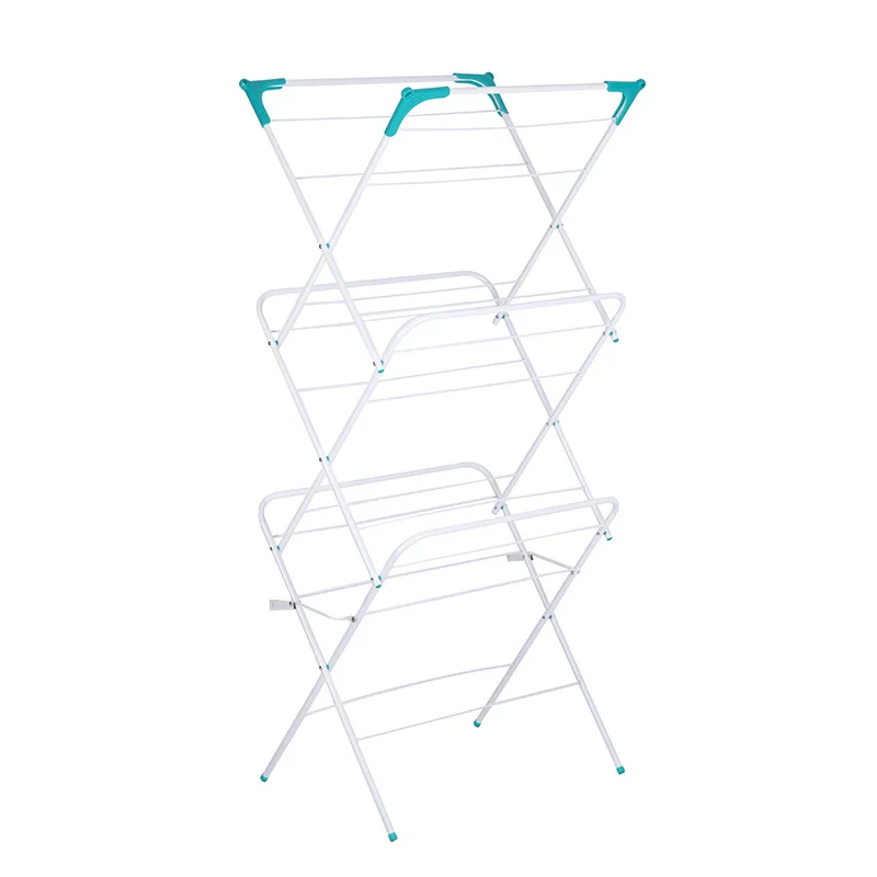 Foldable Retractable Simple Three-Fold Clothing Rod Hanger Floor Clothes Towel Rack