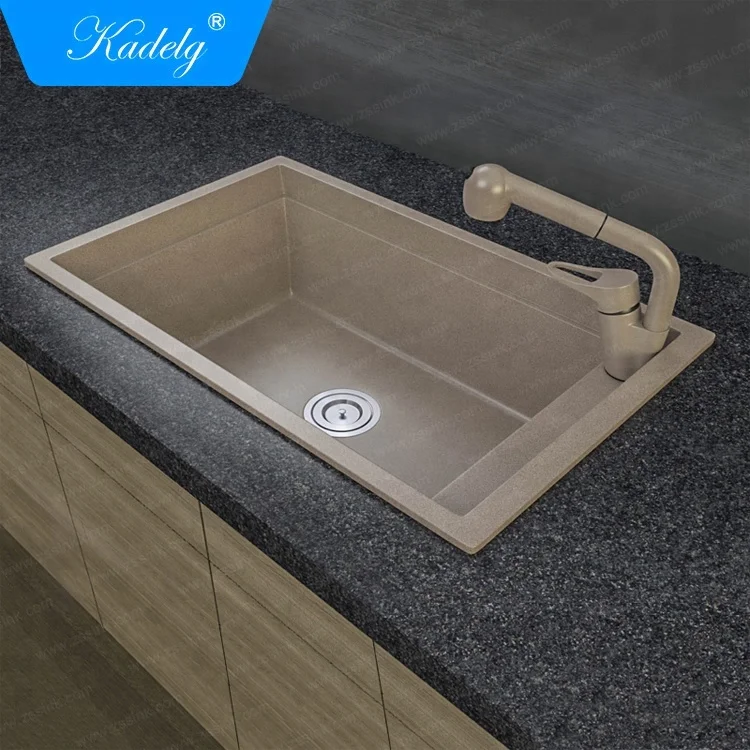 CE Approved Red Color Undermount Granite Sink Quartz Kitchen Sink