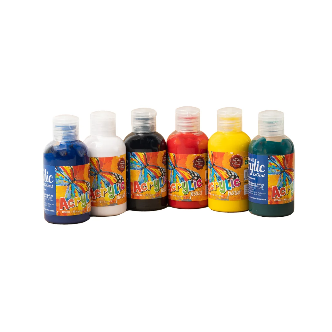 Customized 120ml Plastic Bottle Packaging Art Paint Set for DIY Painting on Canvas Glass Paper Featuring Acrylic Paint