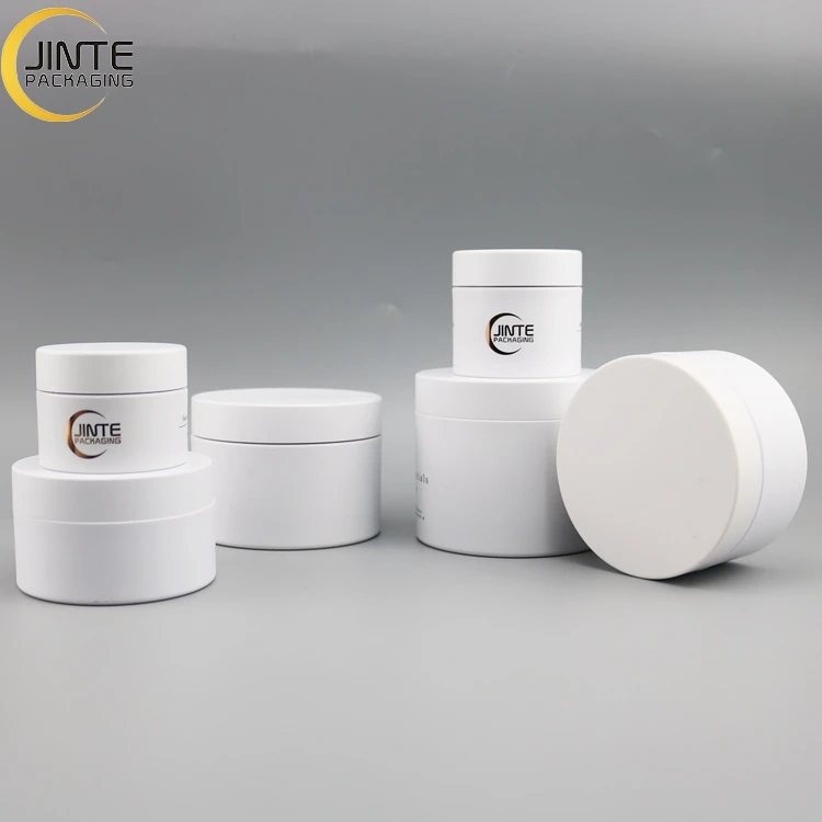 Косметические пластиковые банки 2 унции 4 унции 6 унций 8 унций, роскошные матовые белые банки с крышкой, контейнер для маски для лица, крема, крема для волос