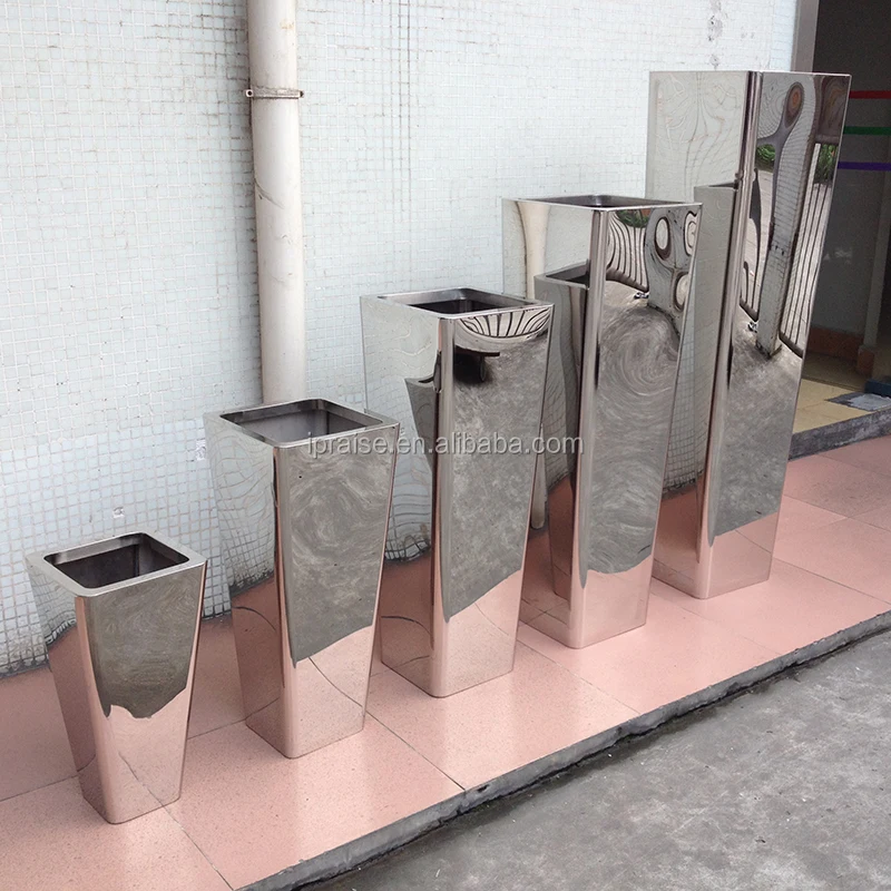 Garden supplies Modern tall silver large outdoor flower pots / plant pots / indoor planters for plants