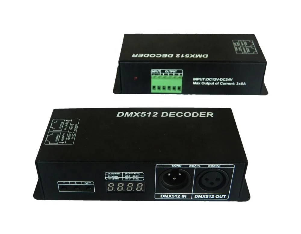 New DC12-24V 3 Channel DMX LED Controller 4 Channel DMX512 RGB LED Controller DMX512 Decoder With Display