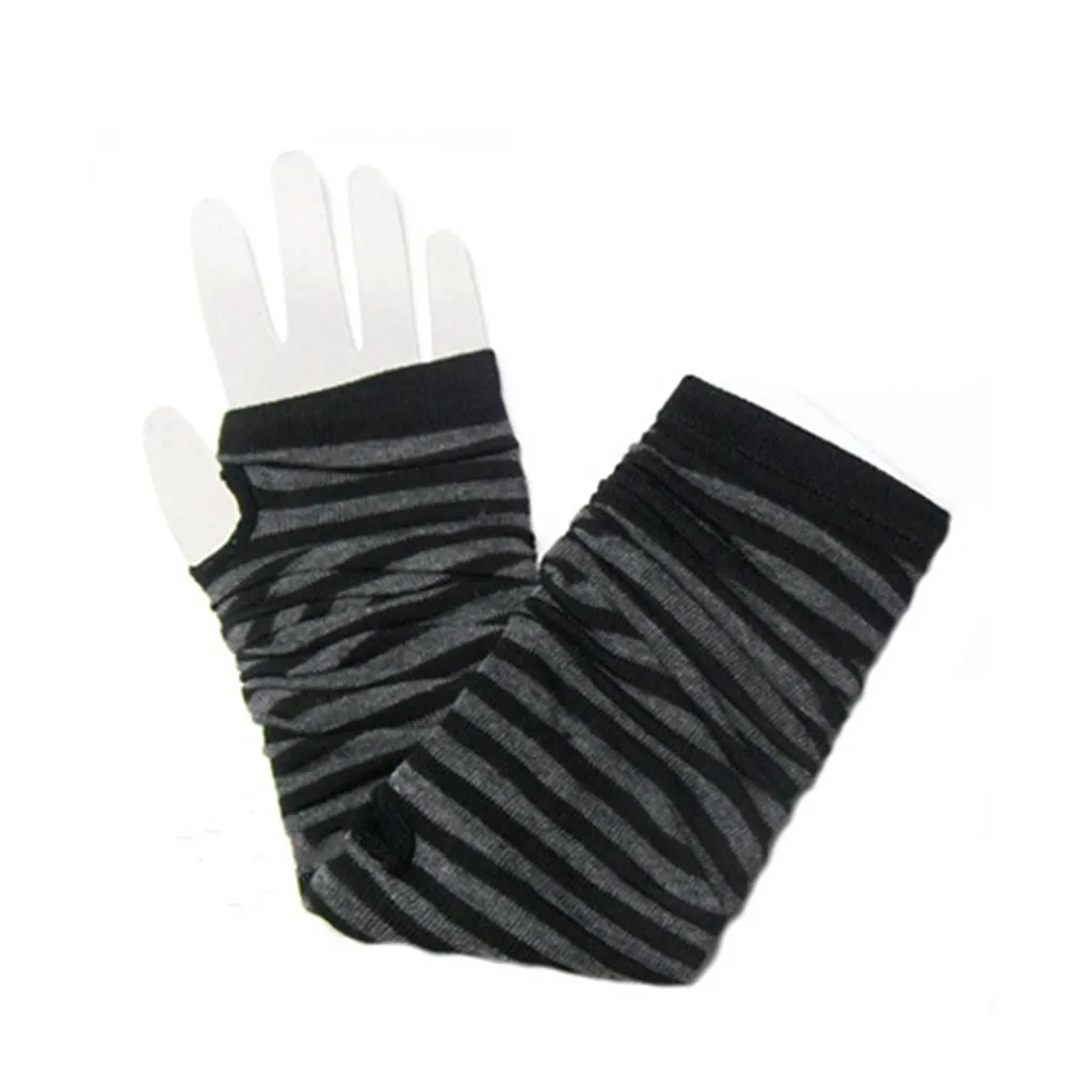 Striped Half-finger Sheath Fingerless mitten Wrist Long mitten T3 Fingerless Warm Knit Sleeves Wholesale