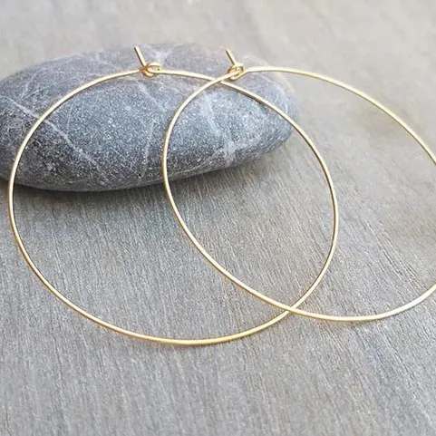 Large Hoop 14K Gold Plating Hoops Big Wire Earrings Earrings For Women Gold Hoops Earrings